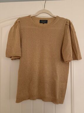 Wyse Women's Tan Short “Leah” Sleeve Knit Top